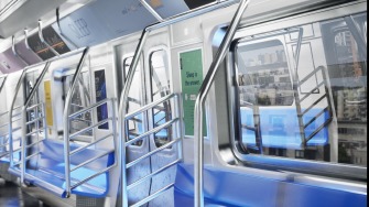 Rendered subway seats and window